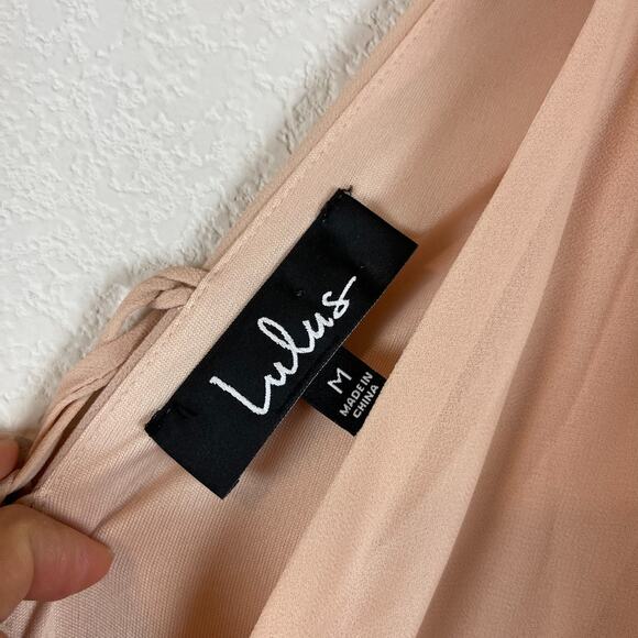 Lulus World on a String Dress Womens Medium Pink Lace-Up Maxi Short Sleeve - Picture 8 of 16